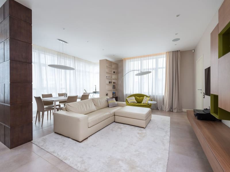 A bright, freshly cleaned living room
