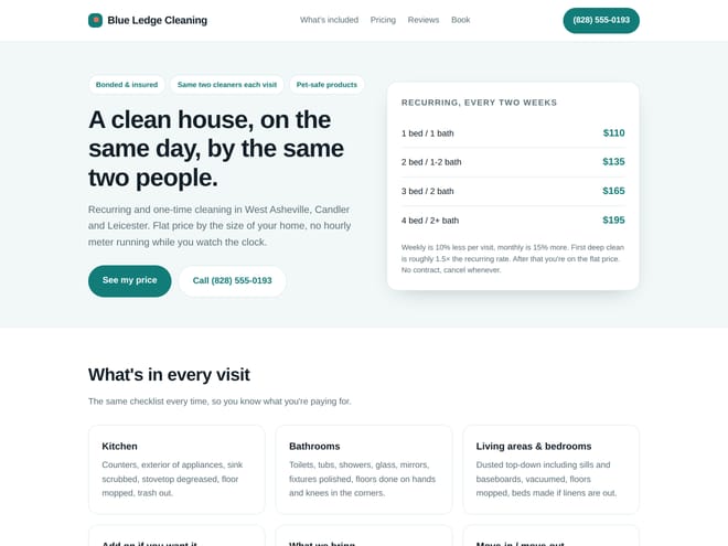 Blue Ledge Cleaning sample site