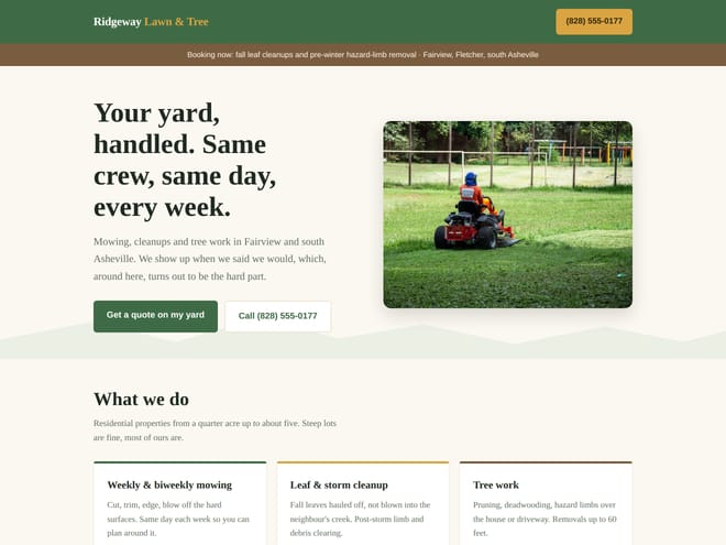 Ridgeway Lawn & Tree sample site